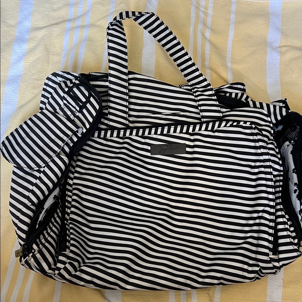 Stylish Black and White Striped Women's Bag